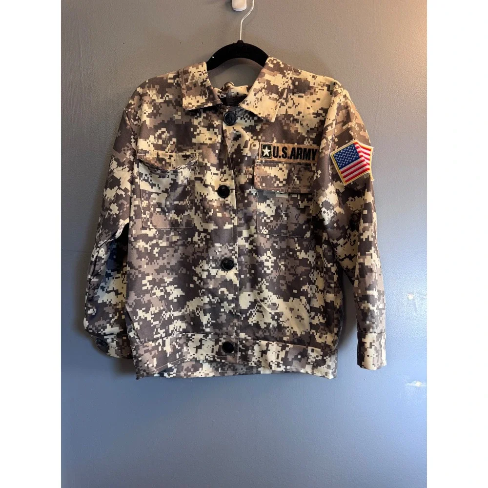 Kids US Army Digital Camo 2 Piece Uniform Set Jacket Pants Size Medium Costume